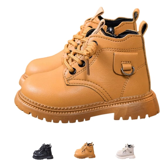 BCSIOAOI Girls Boots Combat Ankle Boots Side Zip Comfort Sole Everyday Shoes