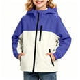 thumbnail image 1 of BCSIOAOI Girls Jacket,Color Block Hooded Waterproof Softshell Rain Jacket with Pockets Purple 10-11 Years, 1 of 7