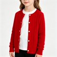 thumbnail image 1 of BCSIOAOI Girls Jacket,Crew Neck Cable Knit Button Front Long Sleeve Knit Cardigan Sweater Red 11-12 Years, 1 of 5