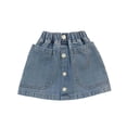 thumbnail image 1 of BCSIOAOI Girls Jeans Skirt, Denim Elastic Waist Button Front Mini Summer Skirt with Pockets Blue 2-3 T, 1 of 7