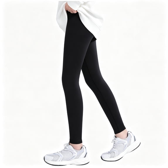 BCSIOAOI Girls Leggings,High Stretch Solid Elastic Waist Slim Fit Kids Leggings Black 8-9 Years
