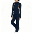 thumbnail image 1 of BCSIOAOI Girls Matching Sets,Zip-Up Yoga Top and Flared Pants Set with Thumb Holes Navy 13-14 Years, 1 of 7