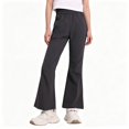 thumbnail image 1 of BCSIOAOI Girls Pants,Solid High Waisted Flare Pants with Elastic Waist and Pockets Black 5-6 Years, 1 of 5