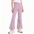 thumbnail image 1 of BCSIOAOI Girls Pants,Solid High Waisted Flare Pants with Elastic Waist and Pockets Pink 14-15 Years, 1 of 6