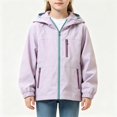 thumbnail image 1 of BCSIOAOI Girls Sweater,Hooded Elastic Cuffs Zipper Windproof Outdoor Jacket with Pockets Purple 5-6 Years, 1 of 6