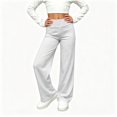 thumbnail image 1 of BCSIOAOI Girls Sweatpants,High Waist Wide Leg Solid Stretch Casual Pants White 9-10 Years, 1 of 9