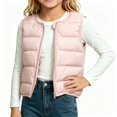 thumbnail image 1 of BCSIOAOI Girls Vest,Crew Neck Full Zip Padded Sleeveless Lightweight Kids Vest Pink 5-6 Years, 1 of 6