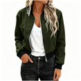 thumbnail image 1 of BCSIOAOI Jackets for Women,Full Zip Waterproof Thin Cropped Bomber Windbreaker Jacket with Pockets Army Green L, 1 of 8