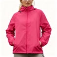 thumbnail image 1 of BCSIOAOI Jackets for Women,Hood Zip Waterproof Lightweight Outdoor Windbreaker Jacket with Pockets Hot Pink XL, 1 of 9