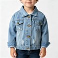 thumbnail image 1 of BCSIOAOI Kids Jacket,Rolled Cuff Collared Distressed Denim Jacket with Flap Pockets Light Blue 2-3t, 1 of 9