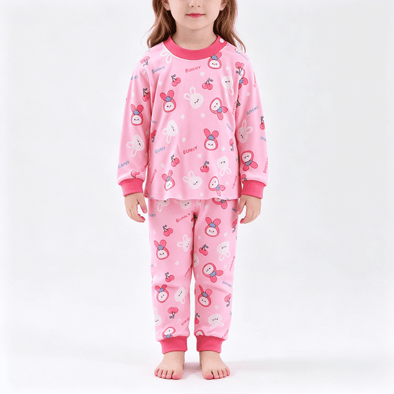 BCSIOAOI Kids Matching Sets,Cotton Animal Print Long Sleeve Top and Elastic Cuffed Pants Set Pink 5-6 Years