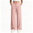 thumbnail image 1 of BCSIOAOI Kids Pants Girls,High Waist Wide Leg Casual Straight Leg Dress Pants Pink 5-6 Years, 1 of 7