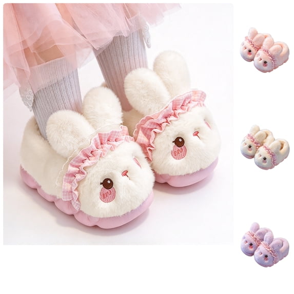 BCSIOAOI Kids Slippers Bunny Warm Fuzzy Indoor Outdoor House Shoes
