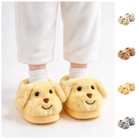 BCSIOAOI Kids Slippers Slip On Warm Fuzzy Indoor House Shoes