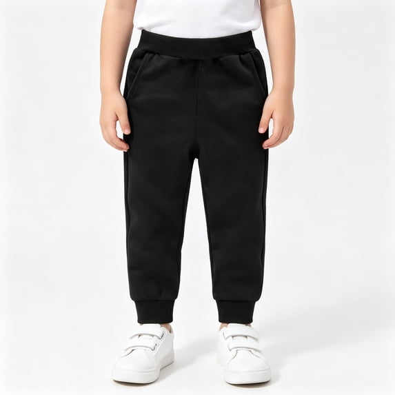 BCSIOAOI Kids Sweatpants,Cotton Elastic Waist Unisex Jogger Sweatpants with Pockets Black 2-3t