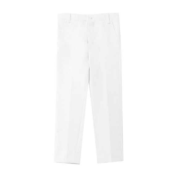 BCSIOAOI Long Pants for Boys,Cotton Back to School Straight-Leg Dress Pants with Pockets White 15-16 Years