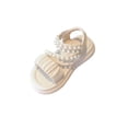 thumbnail image 1 of BCSIOAOI Sandals for Girls,Pearl Strap Ruched Open-Toe Summer Shoes White 6.5-7 Years, 1 of 9