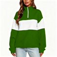 thumbnail image 1 of BCSIOAOI Sweatshirts for Women,Stand Collar Half Zip Color Block Loose Sweatshirt Army Green L, 1 of 8