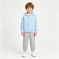 thumbnail image 1 of BCSIOAOI Toddler 2 Piece Shorts Set for Kids,Cotton Pullover Hoodie and Sweatpants Set with Kangaroo Pocket Light Blue 4-5t, 1 of 7