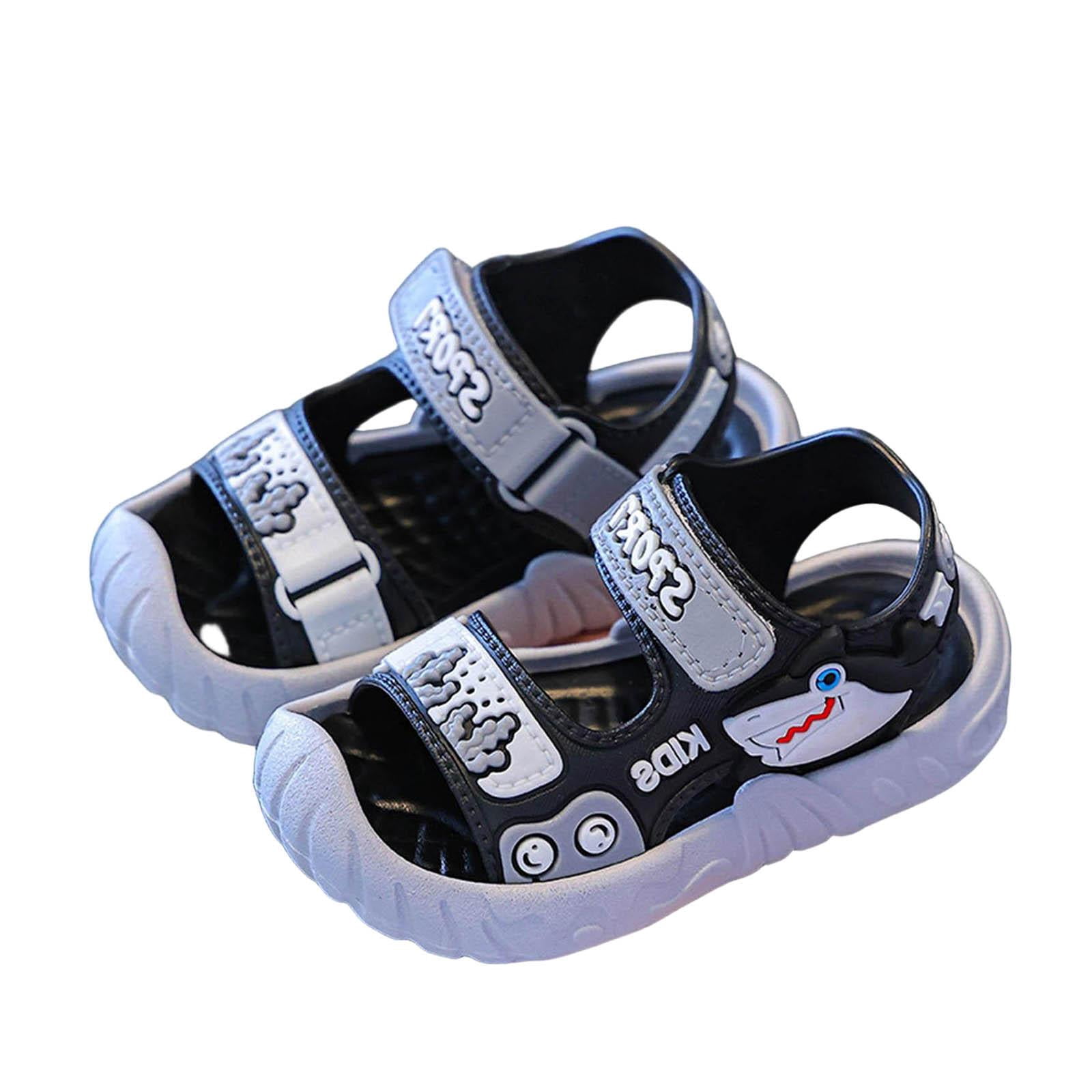 BCSIOAOI Toddler Boys Shoes Sandals,Cartoon Shark Open-Toe Adjustable ...