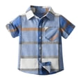 thumbnail image 1 of BCSIOAOI Toddler Boys T Shirts,Collared Chest Pocket Button Down Plaid Short Sleeve Shirts Blue 2-3t, 1 of 9
