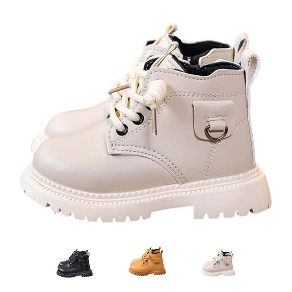 BCSIOAOI Toddler Girl Boots Combat Ankle Boots Comfort Sole Side Zip Casual Shoes