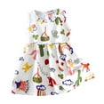 thumbnail image 1 of BCSIOAOI Toddler Girls Tank Dress,Cotton Cartoon Print Sleeveless Casual A-Line Dress White 3-4t, 1 of 5