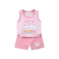 thumbnail image 1 of BCSIOAOI Toddler Kids 2 Piece Outfits,Cotton Cute Graphic Sleeveless Tank Top and Shorts Set Pink 9-18 Months, 1 of 3