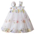 thumbnail image 1 of BCSIOAOI Toddler Kids Girls Dress,Floral Embroidered A-Line Tulle Sundress with Ruffle Straps White 3 Years, 1 of 3