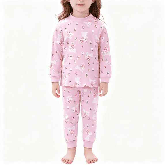 BCSIOAOI Toddler Kids Matching Sets,Cotton Animal Print Long Sleeve Top and Elastic Cuffed Pants Set Pink 4-5t