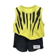 thumbnail image 1 of BCSIOAOI Toddler Matching Boys Outfits,Abstract Print Sleeveless Tank Top and Shorts Summer Outfit Green 1-2t, 1 of 4