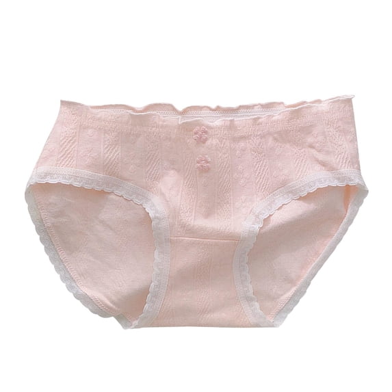 BCSIOAOI Toddler Underwear Kids Girls,Cotton Floral Embroidery Jacquard Briefs with Lace Trim Pink 3-5t