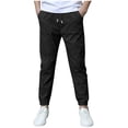 thumbnail image 1 of BCSIOAOI Uniform Pants for Boys,Cotton Elastic Cuffs Drawstring Solid Jogger Pants with Pockets Black 8-10 Years, 1 of 8