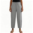 thumbnail image 1 of BCSIOAOI Women Pants,Solid Drawstring Casual Barrel Pants with Side Pockets Gray M, 1 of 5