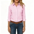 thumbnail image 1 of BCSIOAOI Women Tops,Collared Gingham Plaid Button Long Sleeve Slim Fit Casual Shirts Pink L, 1 of 6