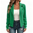 thumbnail image 1 of BCSIOAOI Womens Coats,Solid Jacquard Textured Notched Lapel Moto Jacket with Pockets Green XL, 1 of 9
