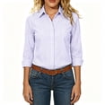 thumbnail image 1 of BCSIOAOI Womens Tops,Collared Gingham Plaid Button Long Sleeve Slim Fit Casual Shirts Purple XL, 1 of 6