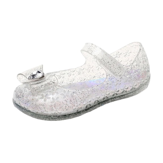 BCSIOAOI Sandals for Girls Jelly Princess Flats Adjustable Strap Summer Footwear White 2.5-3 Years
