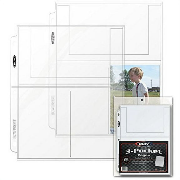 BCW 1-PRO3T-20 Pro 3-Pocket Photo Page