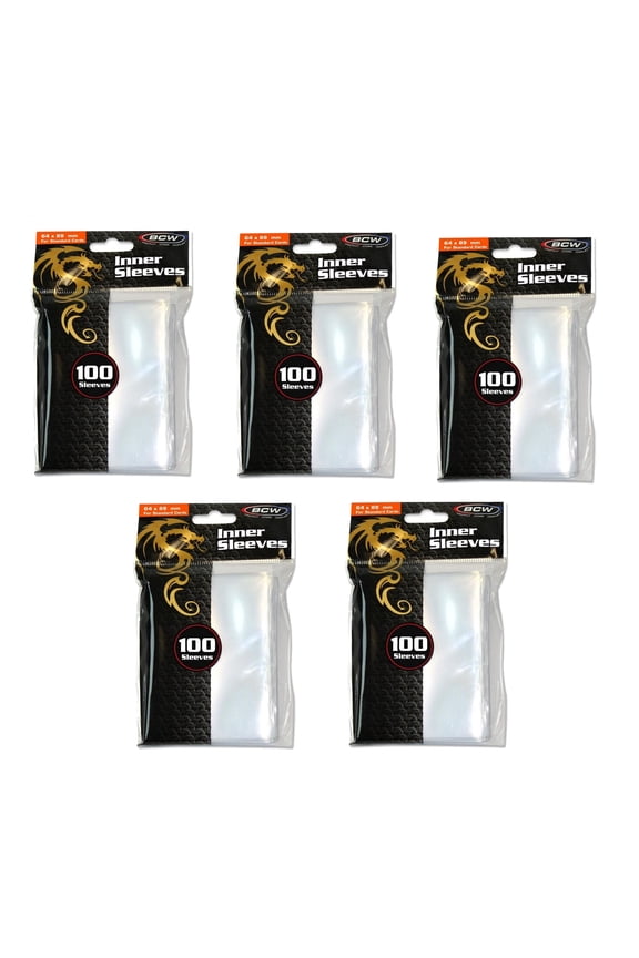 100 Count Standard Size Inner Clear Sleeves - 5 Packs