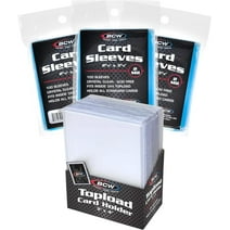 BCW 25 Toploaders with 300 Sleeves - Sleeves and Toploaders Combo for Trading Cards