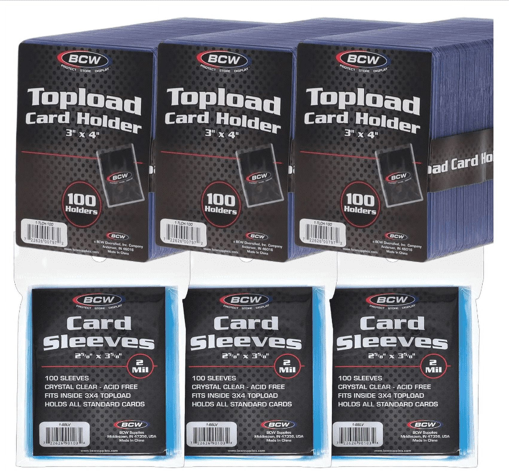 BCW 300 Card Sleeves +300 Top Loaders for Cards Baseball Card Protectors Penny Sleeves + Toploaders