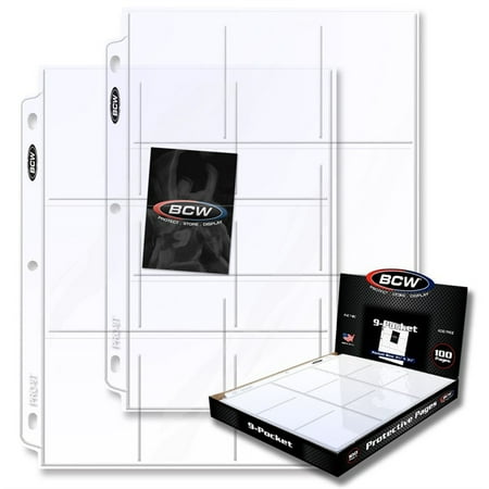 BCW 9-Pocket Plastic Sheets- 100 pack