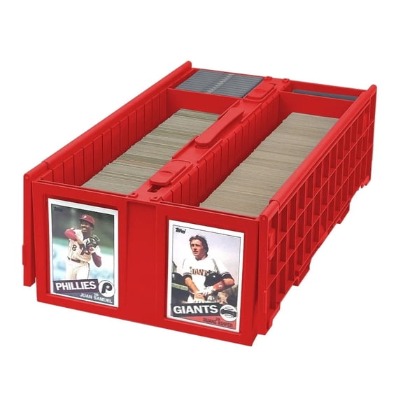 Bcw Collectible Card Bin - Holds 1600 Cards - With Hinged Lid - Red