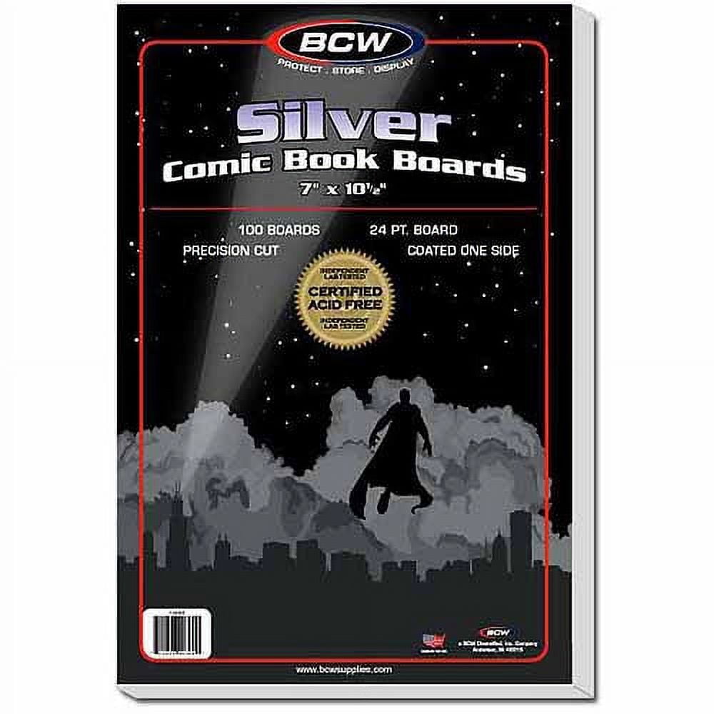 BCW Comic Book Backing Boards, Silver, 100 Boards Per Pack