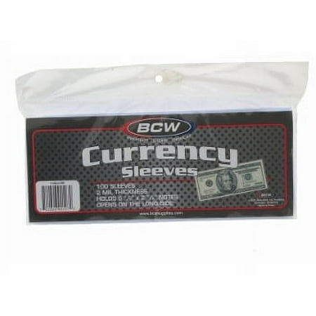BCW Currency Sleeves - Regular Bill, 100 pack
