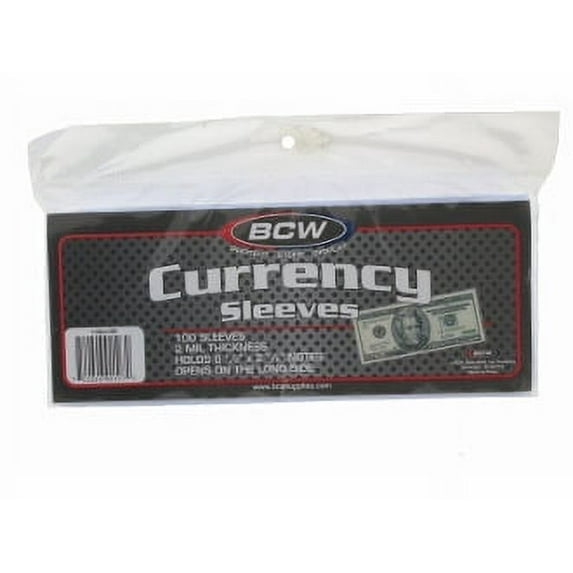 BCW Currency Sleeves - Regular Bill, 100 pack