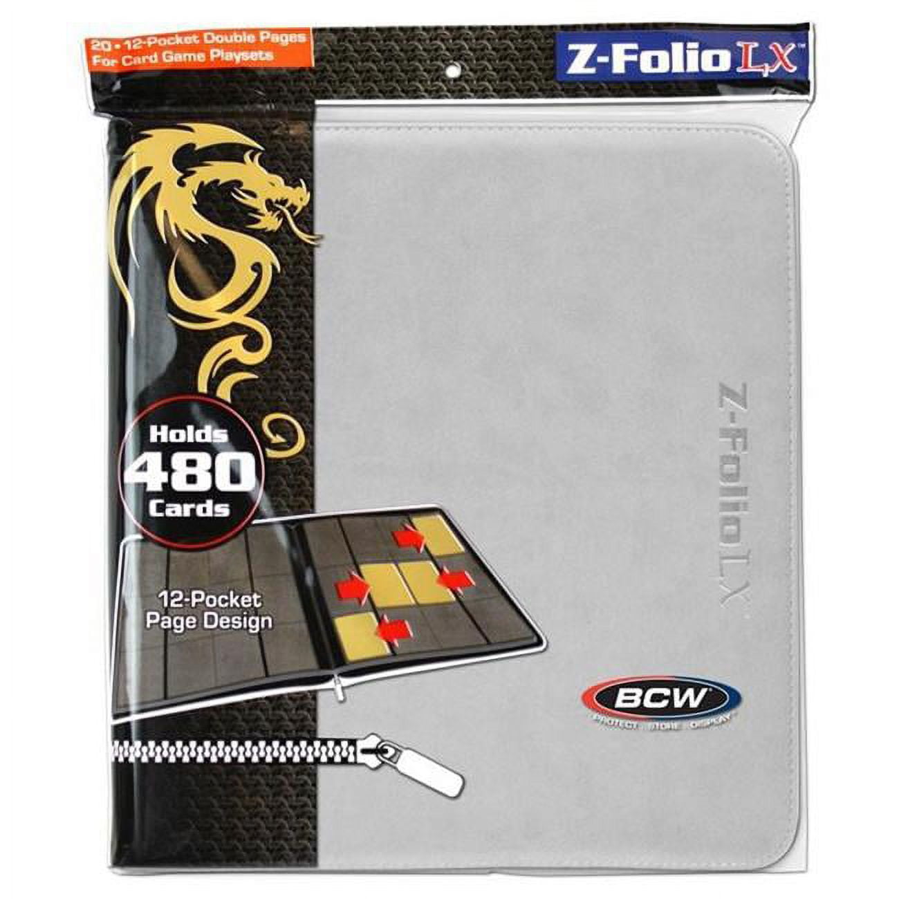 BCW Diversified BCDZF12LXWHI Binder Zipper Folio LX 12Pocket Pages