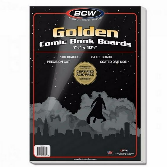BCW Golden Comic Book Boards - 7 1/2" x 10 1/2" (100 Pack, 24 PT. Board)