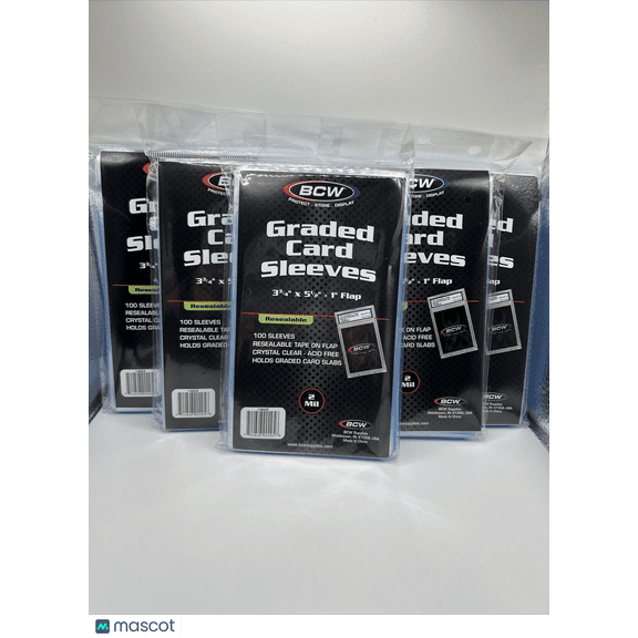 BCW Graded Card Sleeves 5 Packs of 100 for PSA, BGS, SGC Graded cards, 500 total